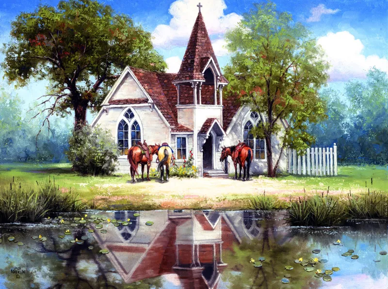 Spiegelbild einer Dorfkirche