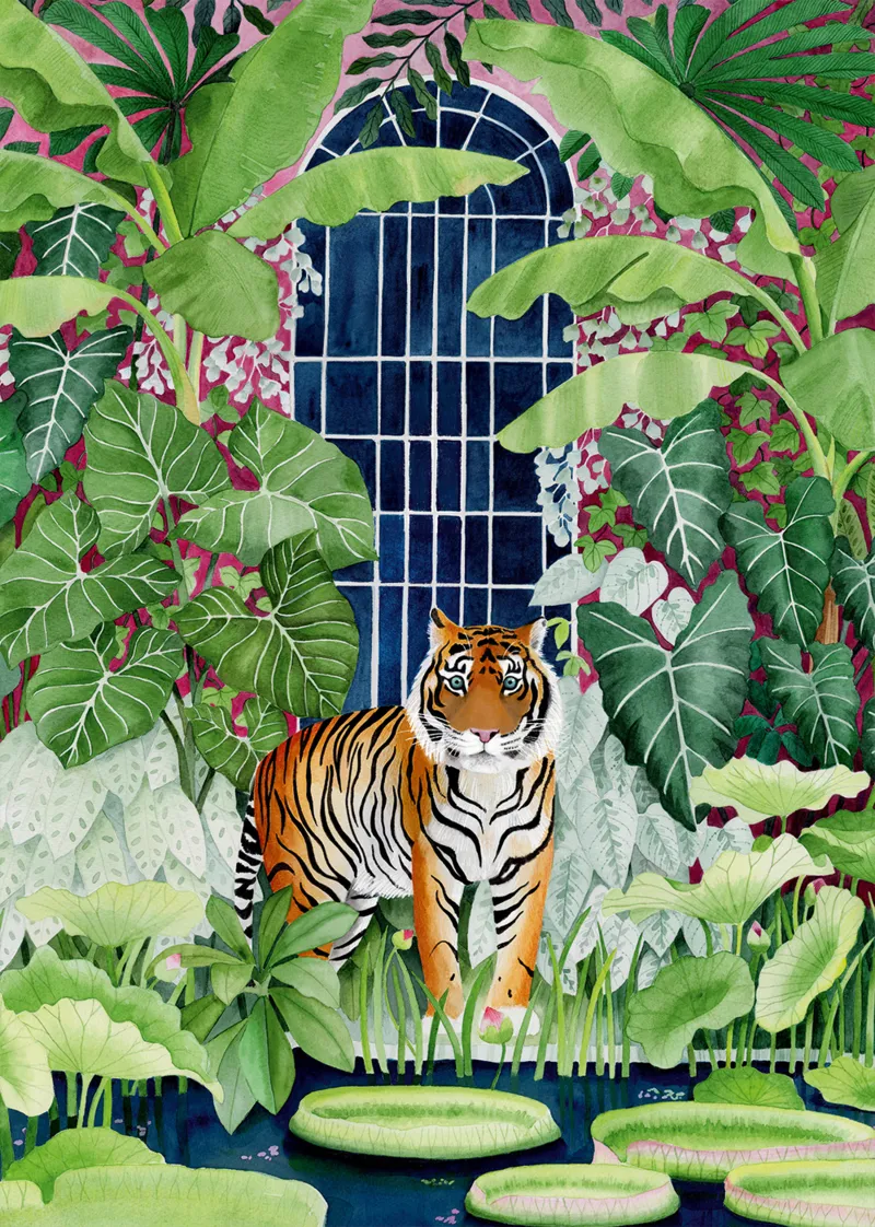 Tiger im Gewächshaus