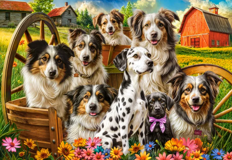 Happy Dogs In The Countryside
