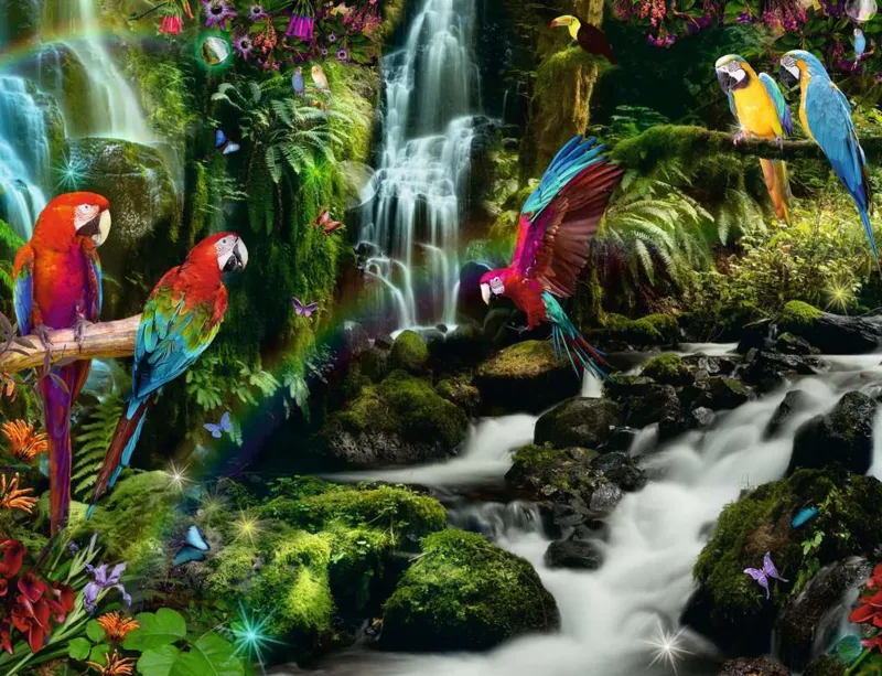 Parrots in the Jungle
