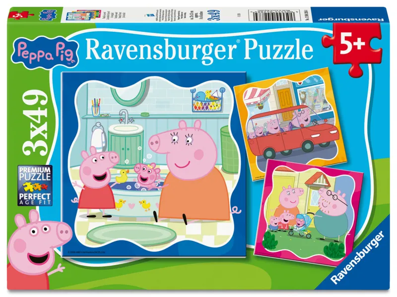 3 Puzzles - Die Familie kommt zuerst! Peppa Pig