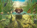 Hundeliebe - Brauner Labrador im Kühlen Nass