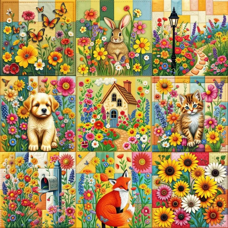 Patchwork eines Landgartens