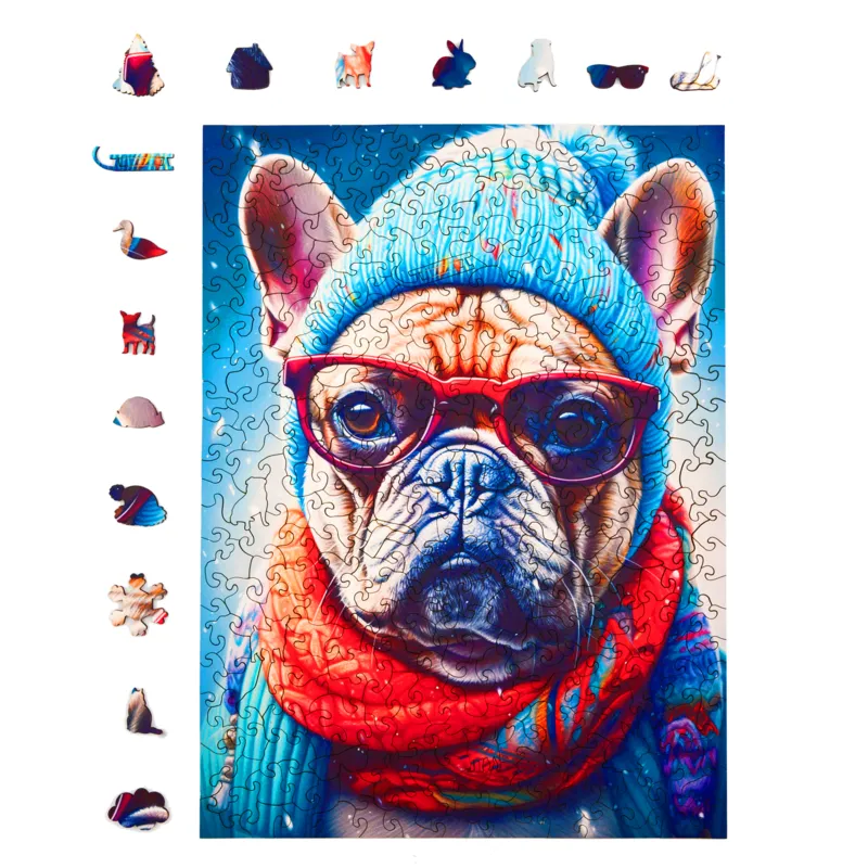 Holzpuzzle - Gustav mürrischer Bulldog