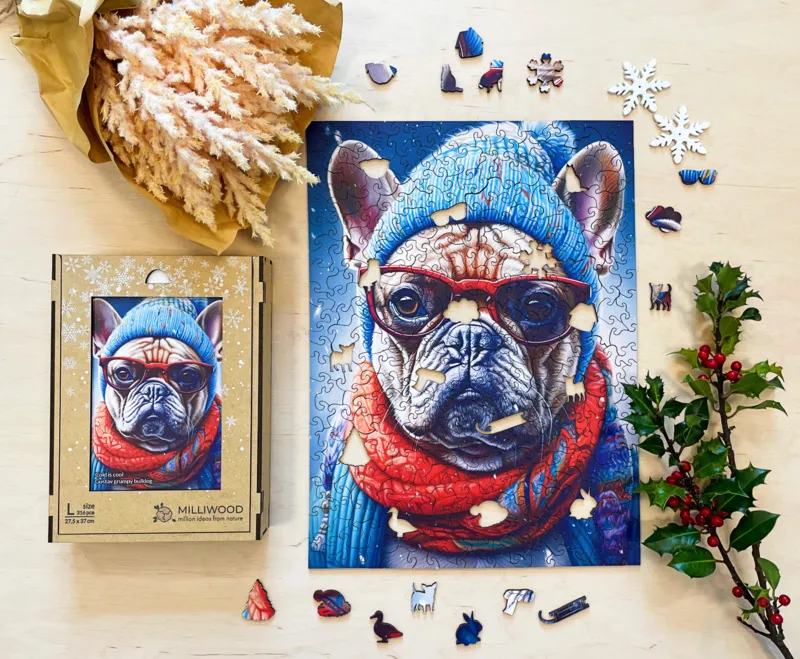 Holzpuzzle - Gustav mürrischer Bulldog