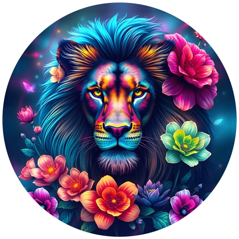 Rundes Puzzle - Rainbow Lion