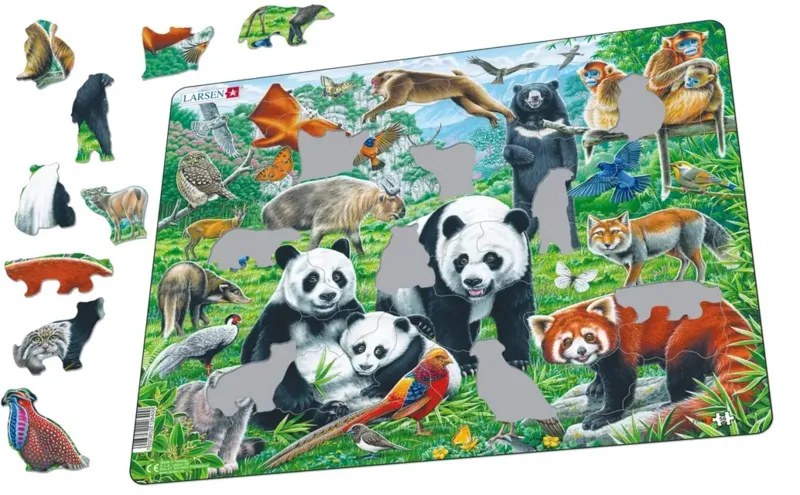 Rahmenpuzzle - Panda Bear Family on a China Mountain Plateau
