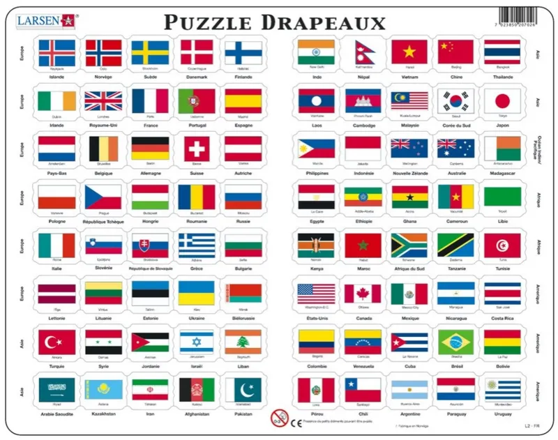 Rahmenpuzzle - Flaggen der Welt (auf Französisch)
