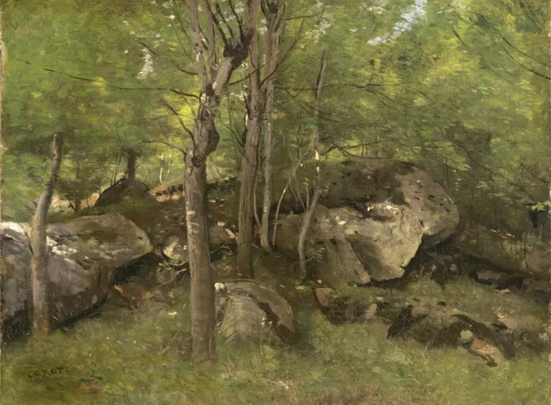 Jean-Baptiste-Camille Corot: Rocks in the Forest of Fontainebleau, 1860-1865