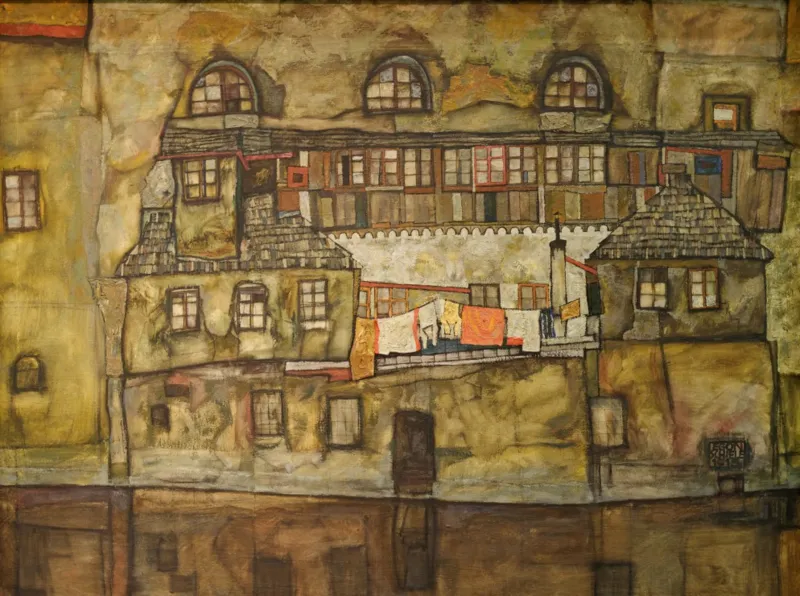 Egon Schiele: Façade sur la Rivière, 1915
