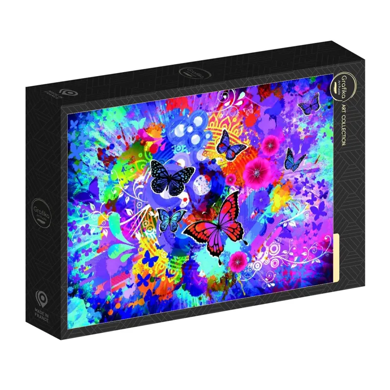Bunte Blumen und Schmetterlinge