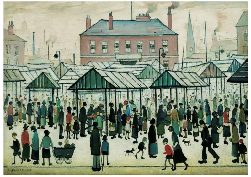 Holzpuzzle - Market Scene, Northern Town, 1939