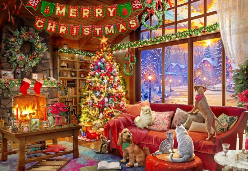 Weihnachtsabend mit Haustieren