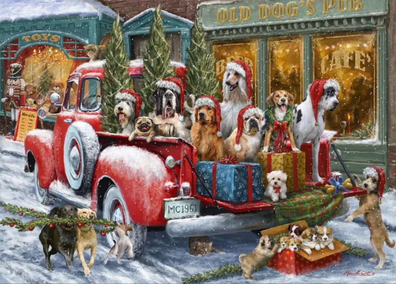 Dogs on Truck