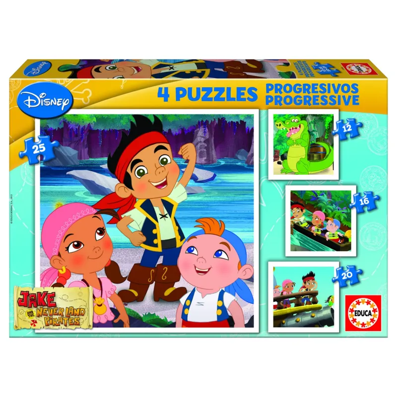 Puzzleset mit steigenden Teilezahlen - Jack und die Piraten von Nimmerland