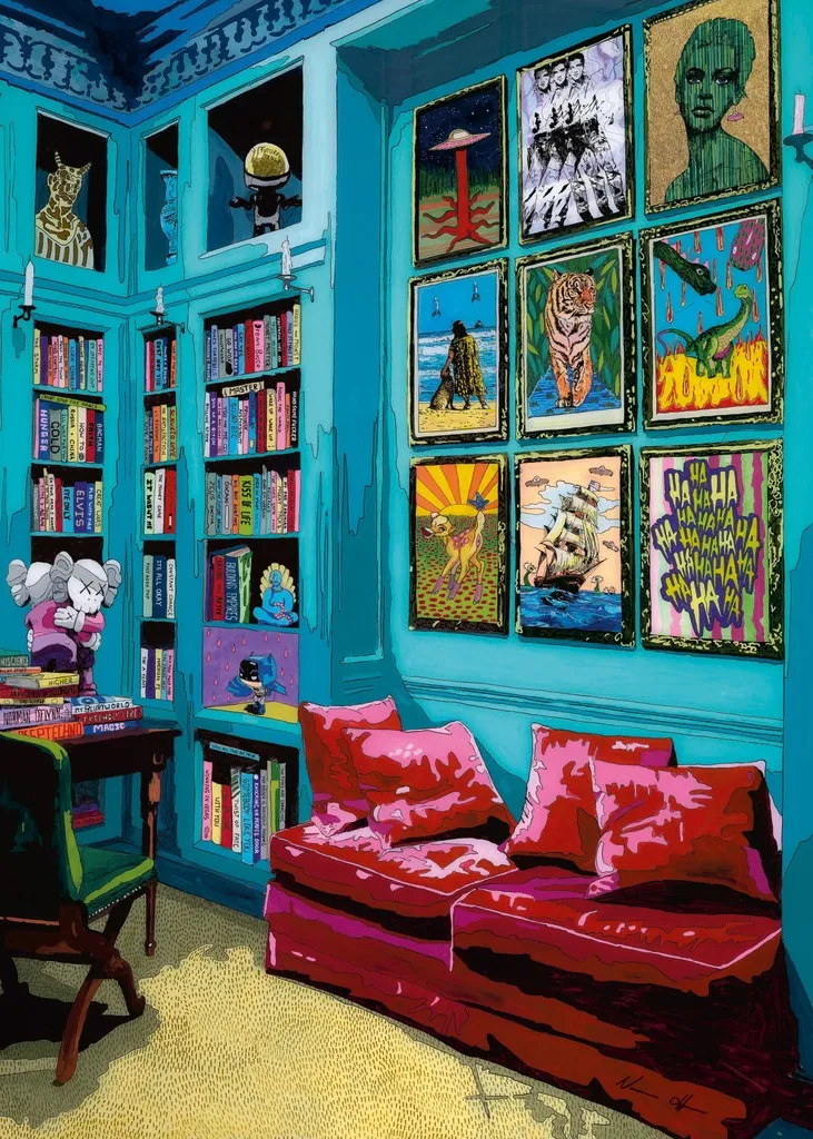 Room with Red Sofa