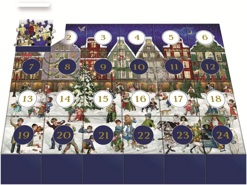 Adventskalender Puzzle - Winterabend in der Stadt