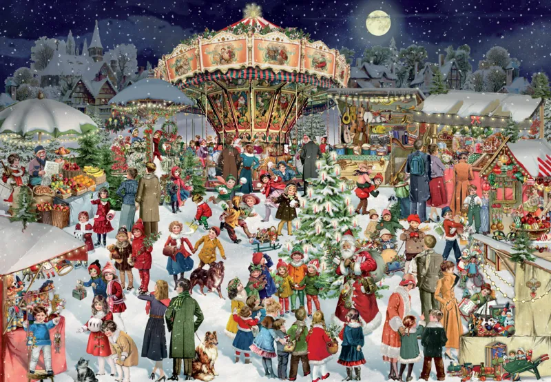 Puzzle Adventskalender - Nostalgischer Weihnachtsmarkt