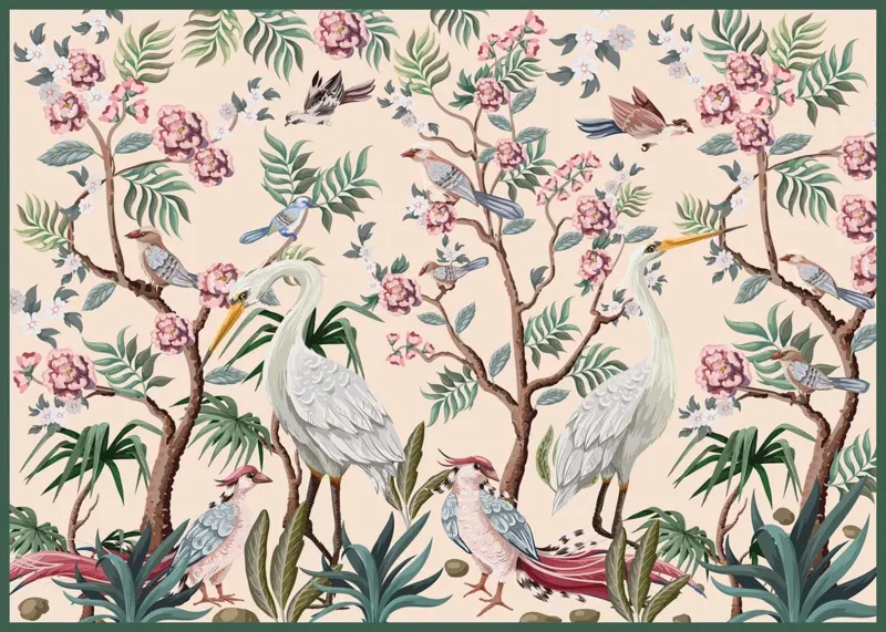 Secret Garden - Silberreiher und Blumen