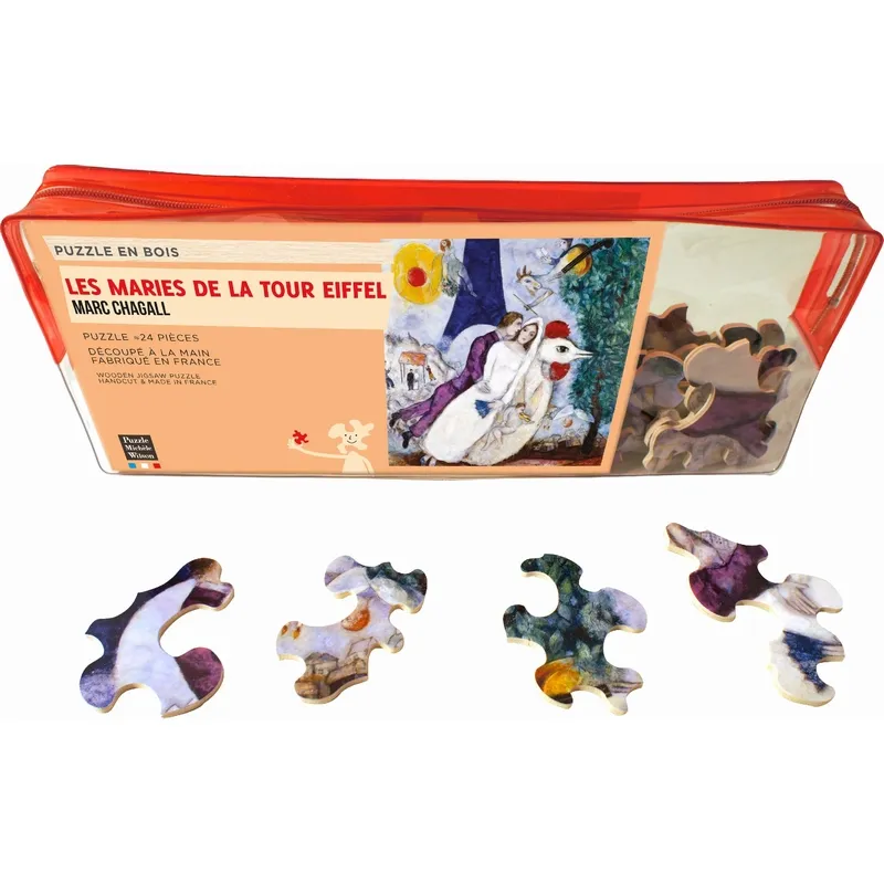 Handgeschnittenes Holzpuzzle - Chagall : The Bridal Pair With The Eiffel Tower