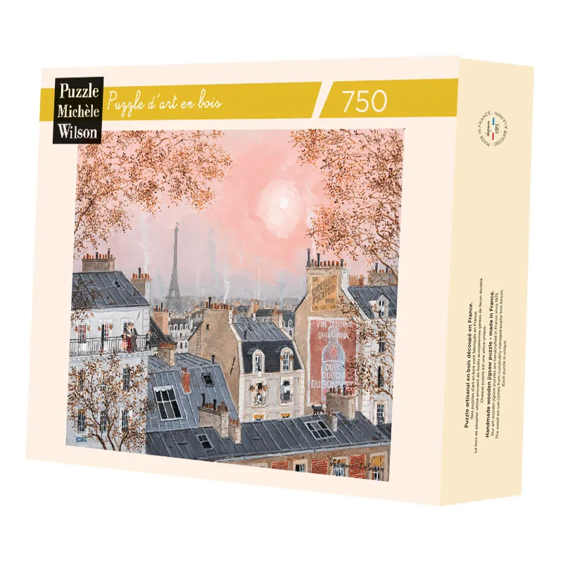 Handgeschnittenes Holzpuzzle - Ciel Rose En Hiver, Fabienne Delacroix