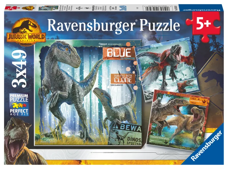 3 Puzzles 49 Teile - T-Rex Jurassic World 3