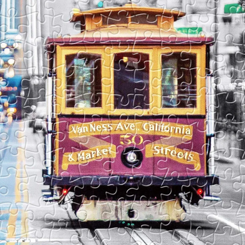 Puzzle aus Kunststoff - Cable Cars on California Street, San Francisco