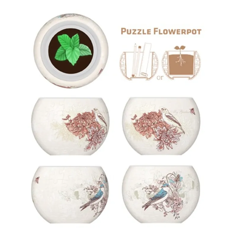 3D Puzzle - Flower Pot - Singing Birds and Flowers