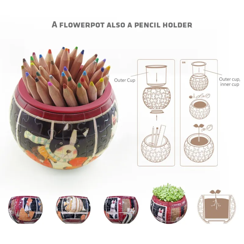 3D Puzzle - Flower Pot - Singing Birds and Flowers