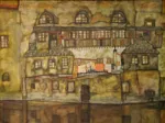 Egon Schiele: Façade sur la Rivière, 1915