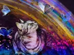 Katze und Schmetterlinge
