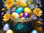 Ostereier und Blumen