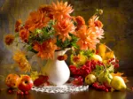 Still Life with Orange Dahlias