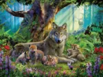 Familie der Wölfe im Wald